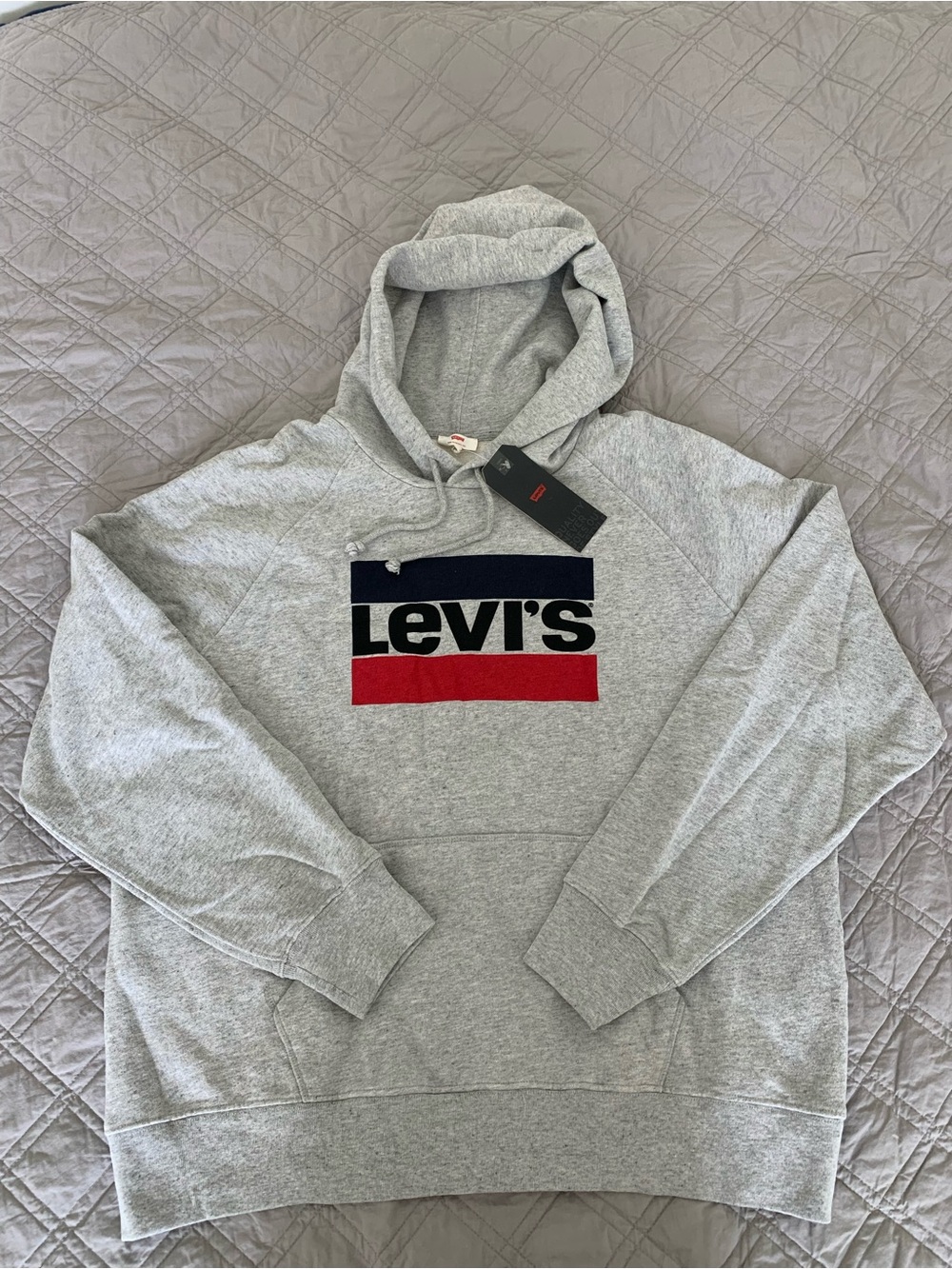 Levi's Gray Pullover Hoodie with Navy and Red Logo